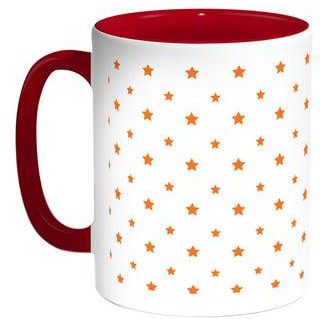 قدح قهوة - زخارف نجوم صغيرة وكبيرة أحمر/أبيض 11أوقية