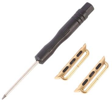 2-Piece Axle Connectors With Screw Driver For Apple Watch 38mm Gold/Black