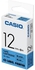 Casio XR-12BU1 Tape Cassette, 12mm X 8mm, Black on  Blue