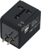 Dual USB Charging Travel Power Plug World Adapter with US/AU/EU/UK Plug-BLACK