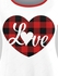 Plus Size Valentines Checked Love Heart Graphic Raglan Sleeve T-shirt - 5x | Us 30-32