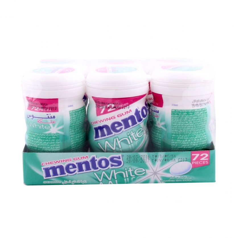 Mentos - White Spearmint Gum Sugar Free 6X72g