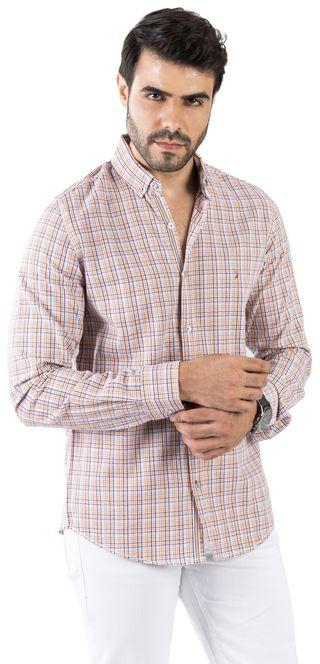 Clever Long Sleeved Men's Shirt Beige - Multicolor