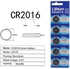 CR2016 بطارية ليثيوم على شكل عملة معدنية - 3 فولت - 5 قطع