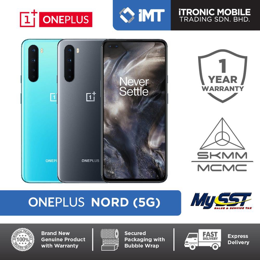 OnePlus Nord 5G [8GB RAM/128GB ROM] & [12GB RAM/256GB ROM] (Gray - Blue)