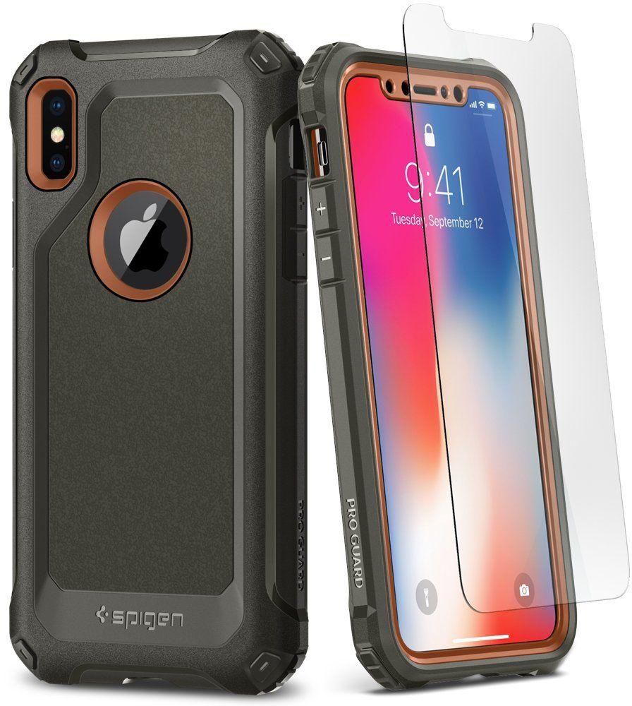Spigen iPhone X Pro Guard case / cover - Army Green - Full 360 protection with 2 pc Glass Screen Protector