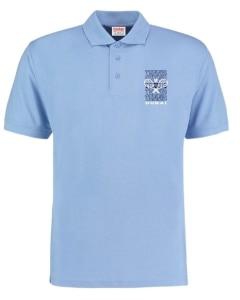 DDF Tennis Championships Mens Polo Shirt Crossed Rackets Printed Logo Light Blue L