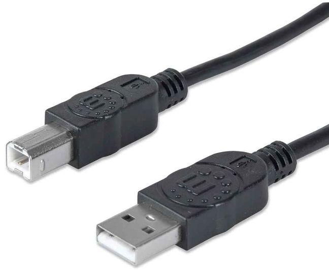 Manhattan 337779 Hi-Speed USB Printer Cable A Male / B Male 5M (15 Ft.) - Black
