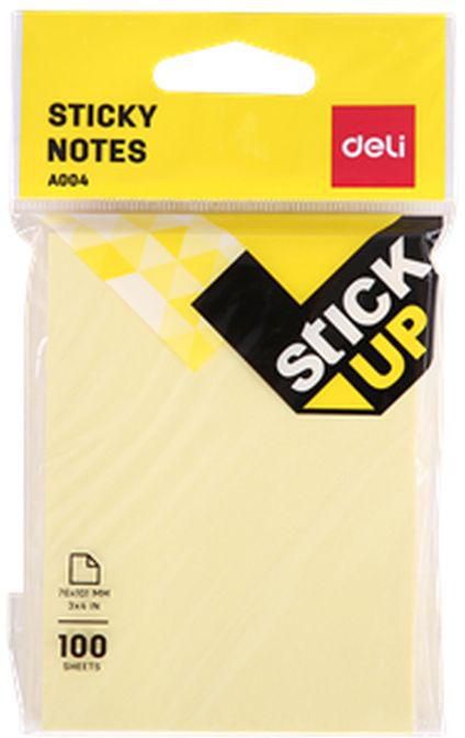 Deli Stick Up Sticky Notes / Index Tab A00452 YELLOW 76×101mm 3''×4'' 100 Shee ( 1 PCS)