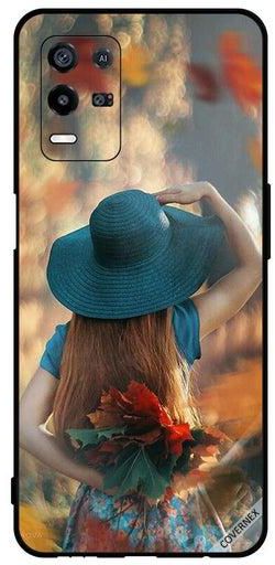 Protective Case Cover For Oppo K9x Hat Girl Hiding Love Leaves