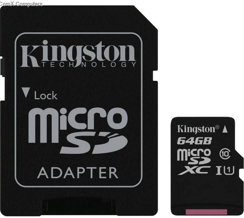 كارت ذاكرة مايكرو اس دي 64 جيجا فئة 10 من كينجستون SDC10G2 مع محول