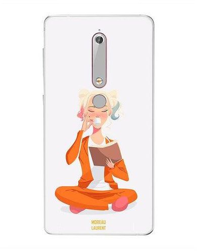 Skin Case Cover -for Nokia 6 2018 Reading And Drinking Tea Reading And Drinking Tea