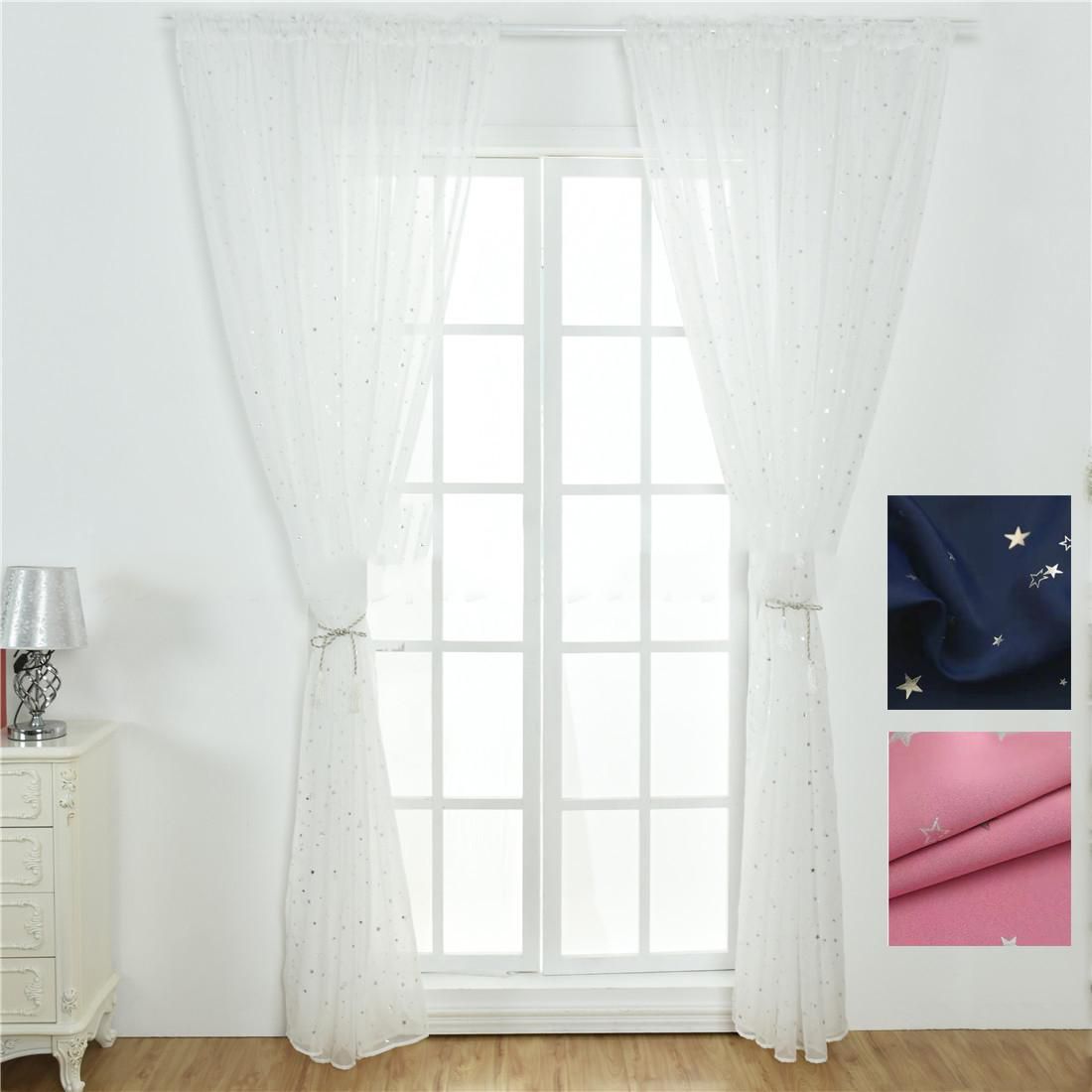 1pcs Star Printed Window Curtain Home Decor - 2 Sizes (3 Colors)