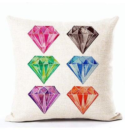 Geometric Art Diamond Print Square Cushion Cover White 45x45cm