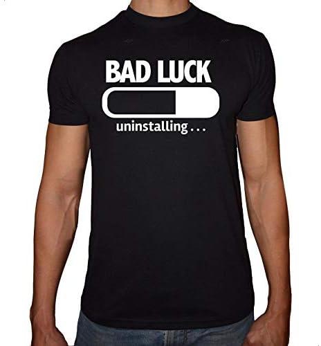 Fast Print Bad Luck Round Neck T-Shirt for Men - White