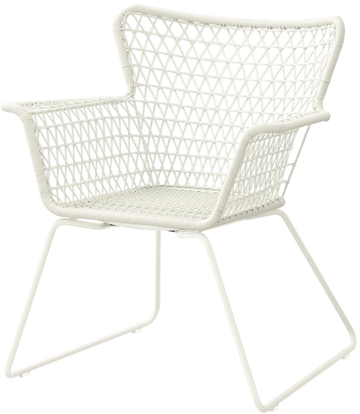 HÖGSTEN Chair with armrests, outdoor - white