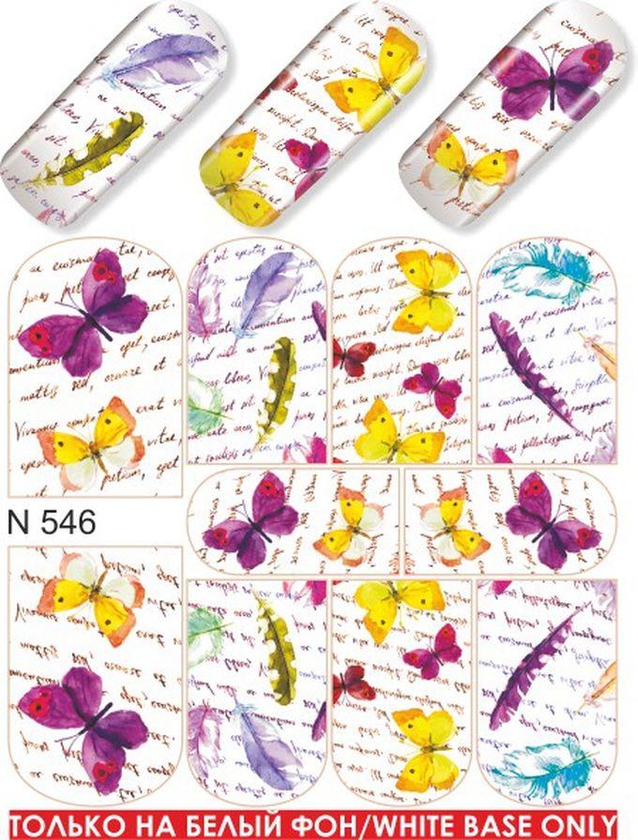 Magenta Nails 1Sheet N.A.Stickers Design W.Butterflies&Writing Backg.-N546