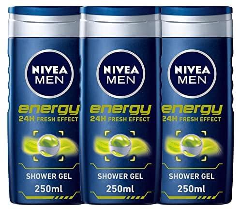 NIVEA Men Energy Masculine Scent 24h 3in1 Fresh Shower Gel, 3x250ml