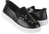 Girls Casual Leather Sneakers - Black