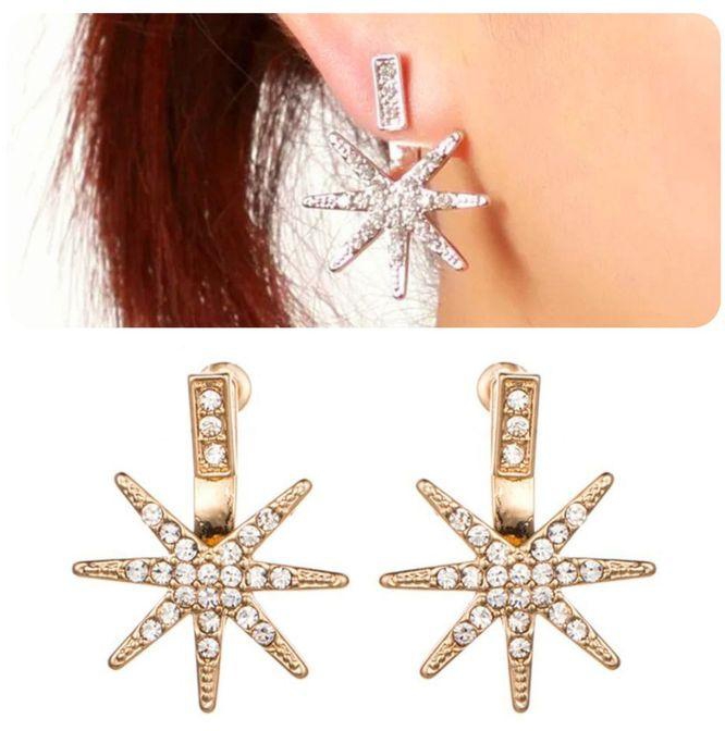 Fashion Star Crystal Stud Earrings Double Sided Earrings