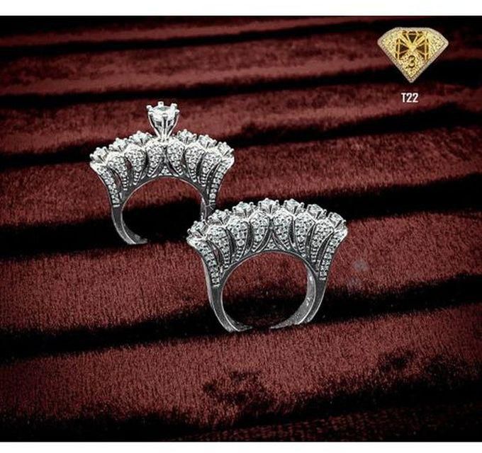 3Diamonds Wedding Twins Ring For Women Platinum Plated