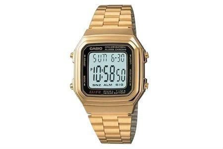 Casio unisex digital dial gold stainless steel band watch (A178WGA-7)