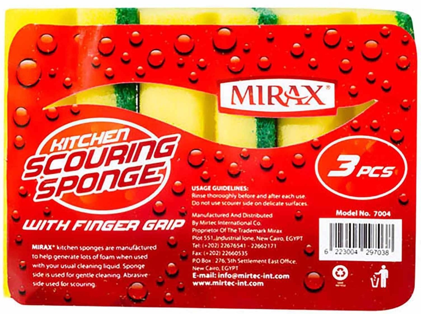 Mirax Kitchen Scouring Sponge With Finger Grip - Pack of 3