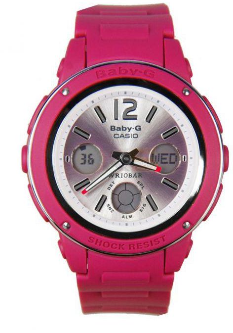 Casio Baby-G Standard Analog-Digital Watch (BGA-150-4BDR) Pink Strap Silver Dial