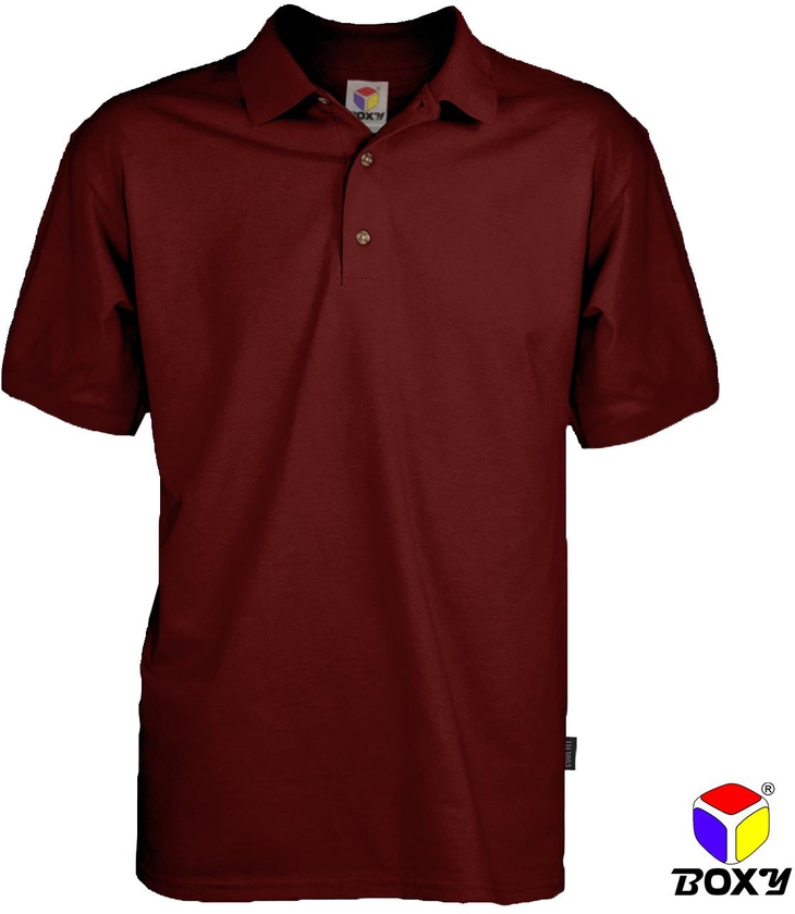 Boxy Microfiber Classic Short Sleeve Polo Shirts - 7 Sizes (Maroon)