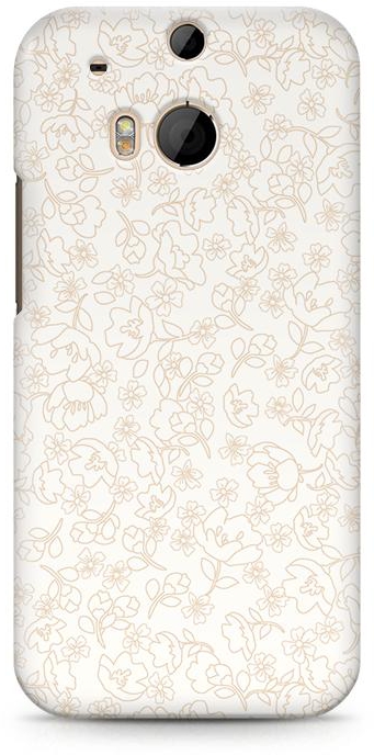 Loud Universe HTC One M8 Designed Protective Slim Plastic Cover Floral Decorative White Linear