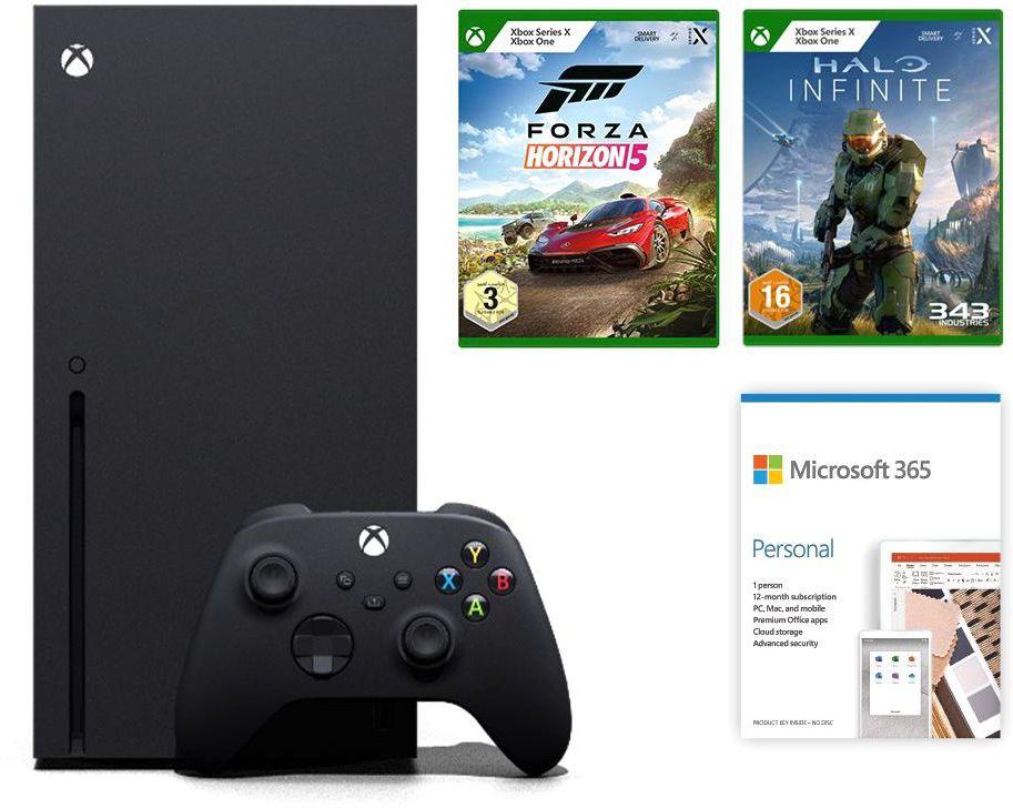 Microsoft Xbox Series X 1TB Console + Forza 5 + Halo Infinite + Microsoft 365 Personal (1 Year) (Bundle)