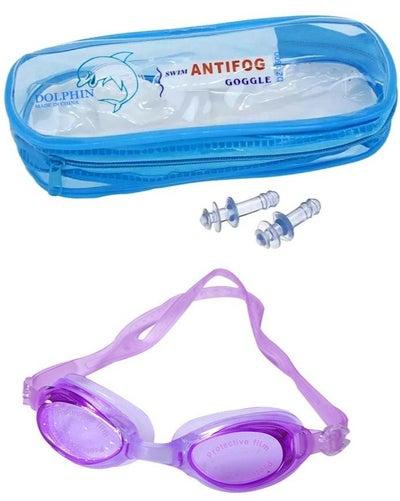 DZ-1600 Anti-Fog Swimming Goggles With Ear Plugs, Purple