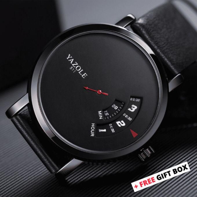 Yazole Luxury Watch - Black Leather Gift Watch-D511 + FREE GIFT BOX