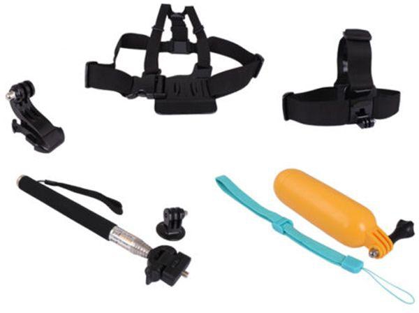 8-in-1 Combo Set (Chest Harness Mount, Head Belt Strap, Monopod, J-Hook Buckle, Floaty Bobber, 3M Sticker, Adapter & Flat Mount) for GoPro Hero 2, 3, 3+ Plus Camera