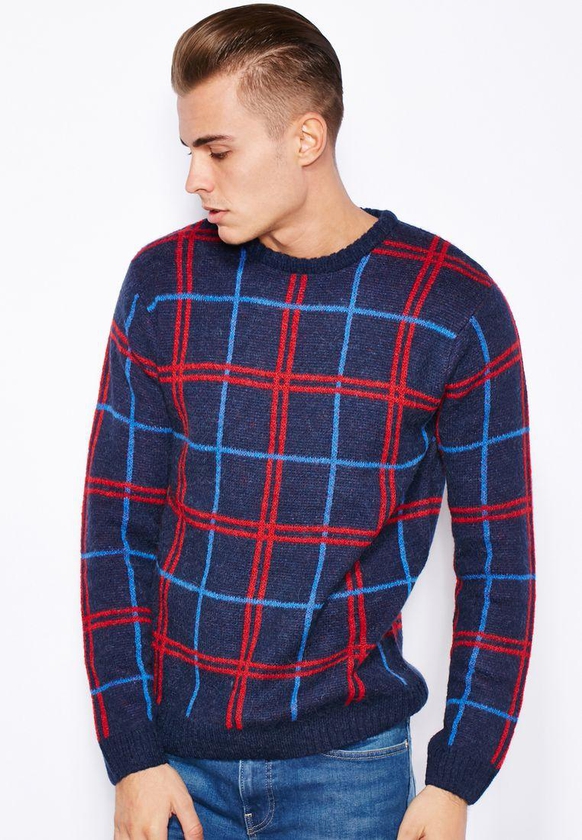 Oversize Check Knitted Sweater