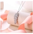 925 Sterling Silver Cubic Zirconia Studded Feather Pendant Necklace