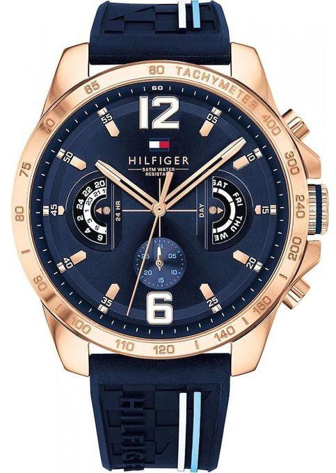 Tommy Hilfiger Men's Round Analog Watch with Silicone Strap, Size 42 mm - Blue - 1791474