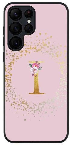 Rugged Black edge case for Samsung Galaxy S23 Ultra 5G Slim fit Soft Case Flexible Rubber Edges TPU Gel Thin Cover - Custom Monogram Initial Letter Floral Pattern Alphabet - I (Pink)