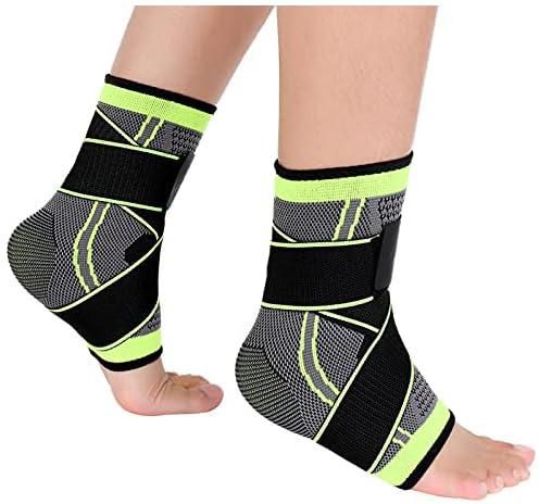 Auidy_6TXD Ankle Brace Set of 2, Elastic Compression Ligament Ankle Support Socks with Adjustable Strap for Injury Recovery, Joint Pain, Arch Brace Support & Foot Stabilizer, Ankle Wrap and More