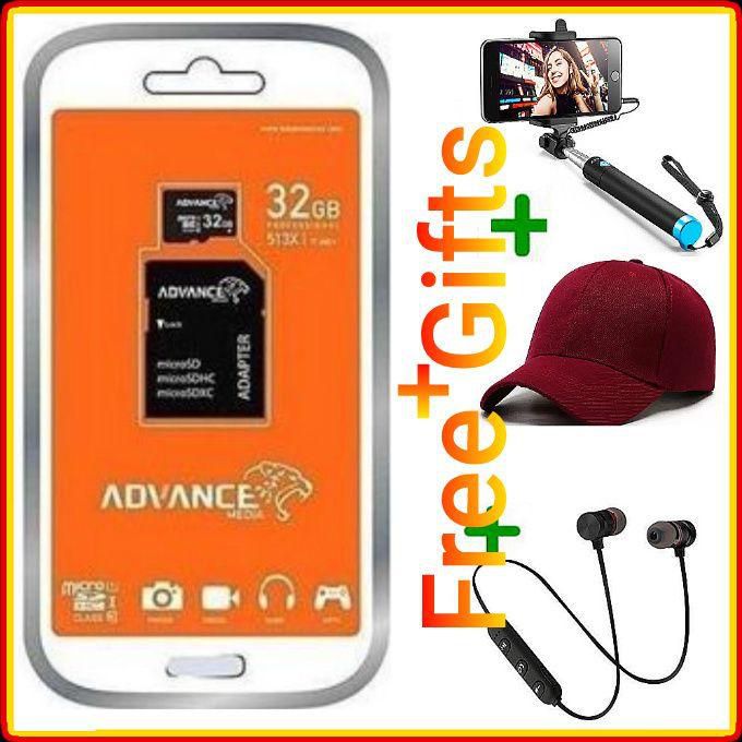 Advance Memory Card 32GB & SD Adaptor -Black + Value Gifts