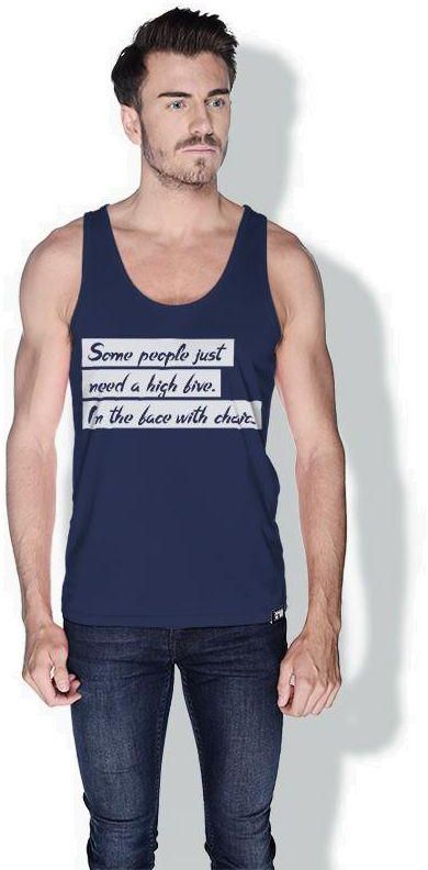 Creo Some People Just Need A High Five Funny Tanks Tops for Men - M, Blue