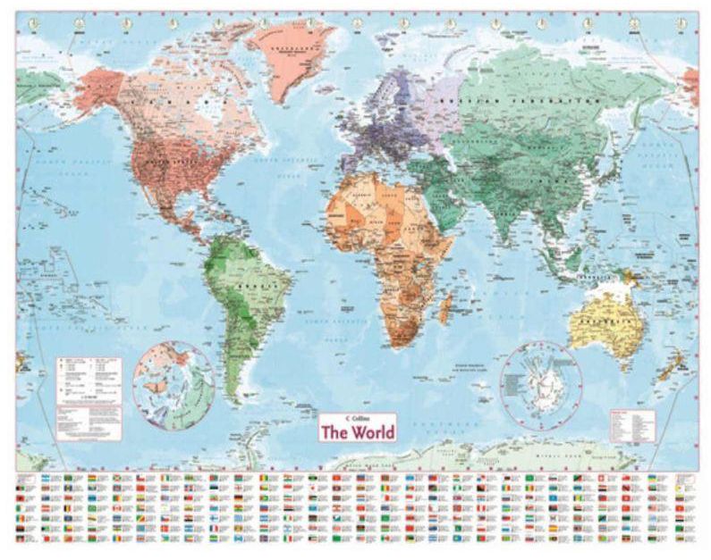 Jumia Books World Map Wall Poster Atlas Geographical (Non Framed)