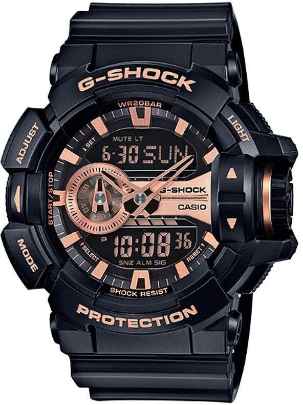 G-Shock Men's Round Shape Rubber Strap Analog & Digital Wrist Watch - Black - GA-400GB-1A4DR