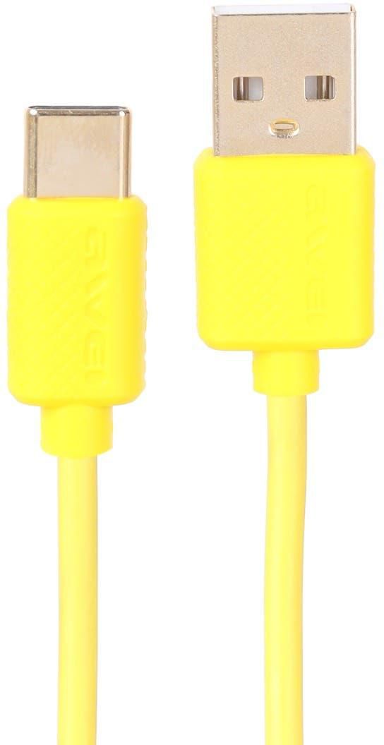 Get Awei CL-89 Data & Quick Charge Cable, USB Type C, 1 meter - Yellow with best offers | Raneen.com