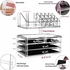 Cq acrylic 4 Drawers and 16 Grid Makeup Organizer with Cosmetic Storage Cases, The Top of The Almighty as a Display Make-up Brush and Lipstick Holder,Clear 2 Piece Set