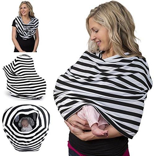 Moro Breastfeeding Cover & Nursing Scarf - Stretchy Covers For Baby Carrier, Car Seat, Stroller, Canopy, And Shopping Cart - Stylish Multi-Use Infinity Shawl - With Gift Pouch - Boys And Girls