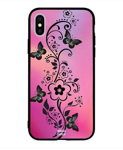 Skin Case Cover -for Apple iPhone X Black Floral Butterfly Black Floral Butterfly