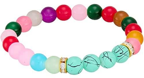 Loleta Clear Strass Embellished Colorful Beaded Bracelet for Girls - Multi Color