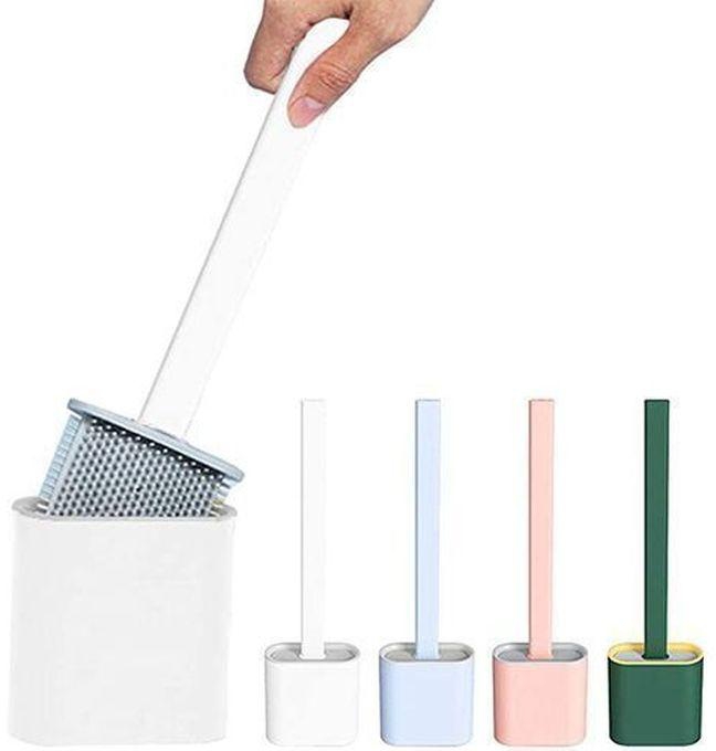 1pc Silicone Toilet Brush With Base Toilet Cleaning Set