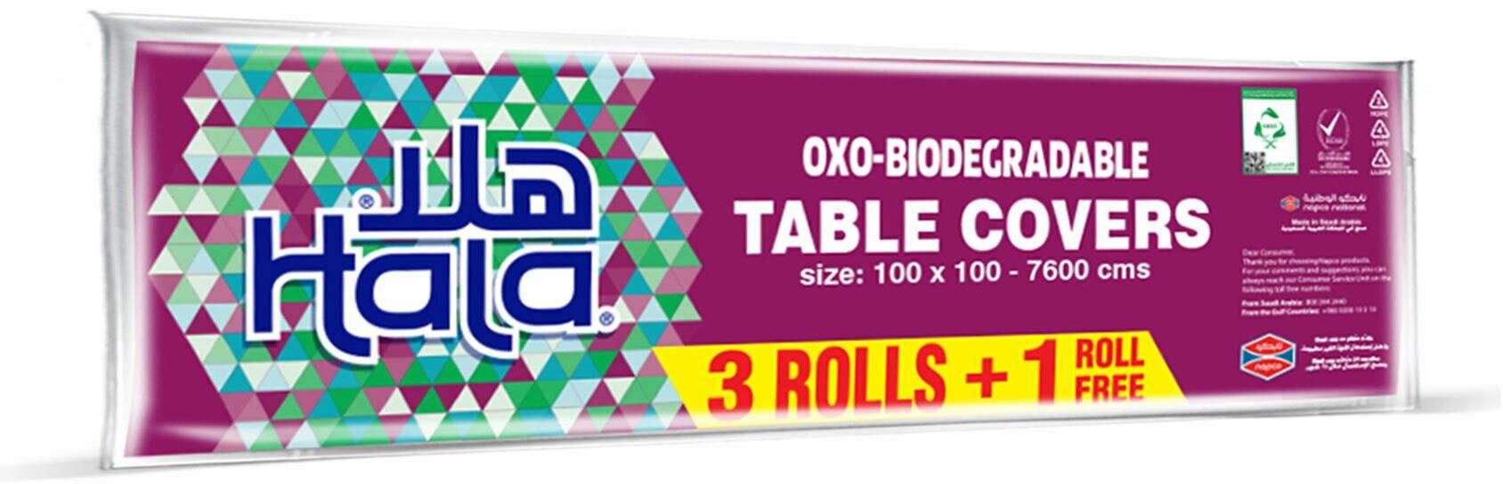 Hala table cover travel pack 3+1 rolls x 76 sheets